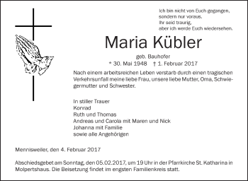 Zur Gedenkseite von Maria Kübler